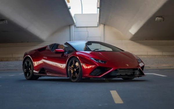 Maroon Lamborghini Huracan Evo Spyder, 2023 Photo 1